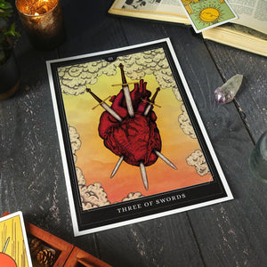 The Three of Swords Tarot - Giclée Art Print - Print is Dead