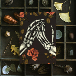 Skeleton Hands and Roses - Postcard Mini Print - Print is Dead